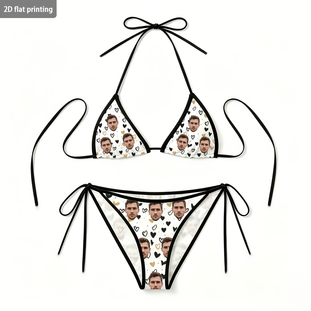 TEMU Custom Portrait Bikini, Bikini Bodysuit With Photo Or Pet Portrait, Women's Bachelorette Party Beach Swimsuit, Fun Summer Beach Bachelorette
