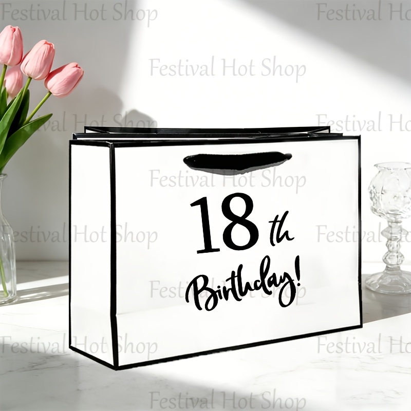 E-shop Geschenk für Sie/Ihn: Eine tragbare und faltbare Geschenktüte zum Einkaufen zum 18. Geburtstag, mit Griff und wiederverwendbarem Design, zum