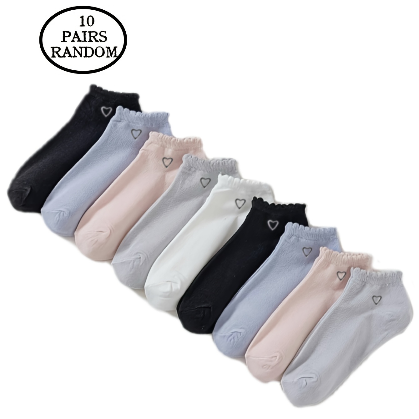 E-shop 10 Paar schlichte Damen-Socken mit Schleife, bequem und vielseitig