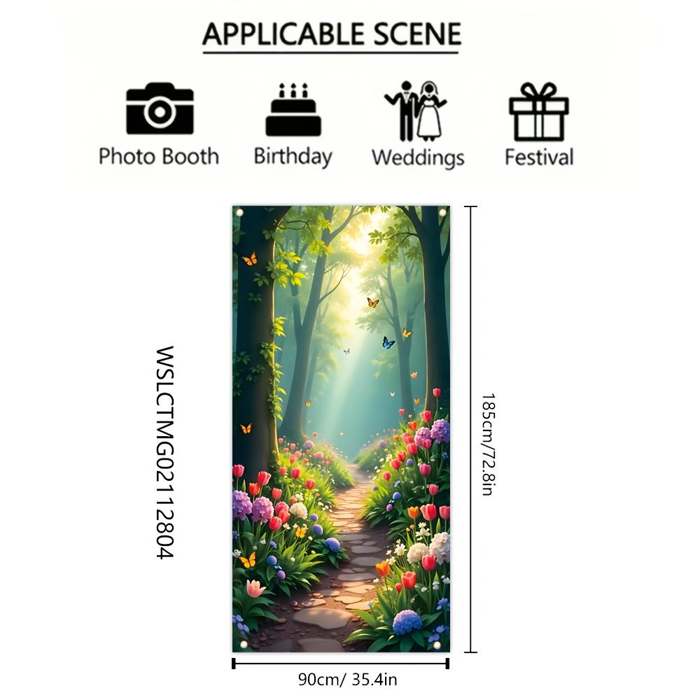 TEMU Bannière de porte 2D 1pc, Housse de porte printanière, 185Cm * 90Cm/72.8In * 35.4In, Matériau en polyester, Drapeau de décoration printanière