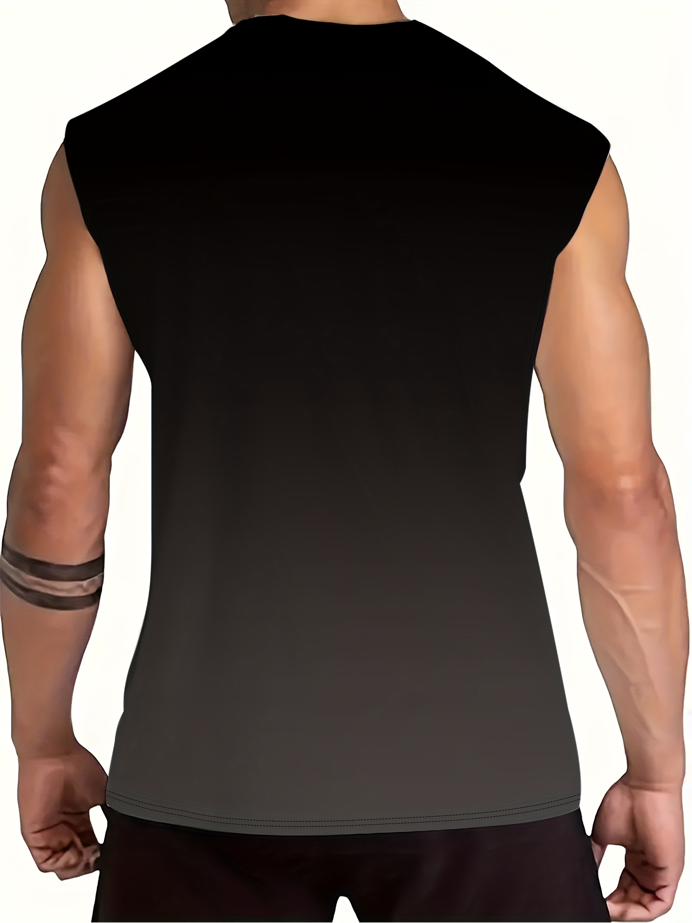 Men's Plus Size Gradient Print Tank Top - Breathable Sleeveless Shirt for Summer Fitness, Casual Wear, and Sports - Black to Blue Lightning Bolt Design, Summer Fitness Apparel | Round Neckline Shirt | Polyester Spandex Blend, Summer Tank Tops, PLUS SIZE