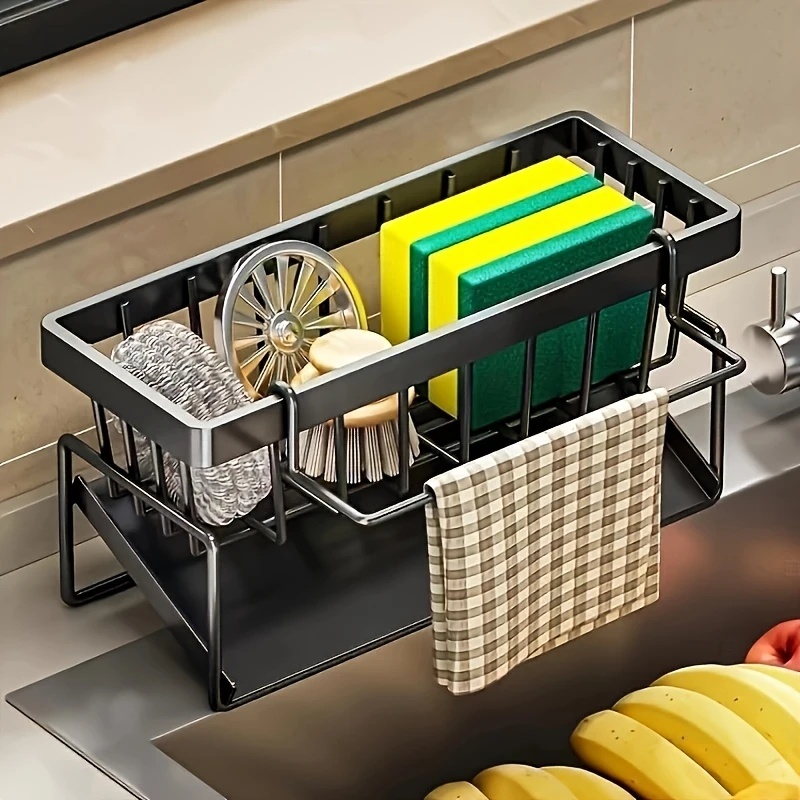 1pc 2pcs of kitchen sponge storage rack with effective drainage soap rack stainless steel material for design to prevent water independent towel rack for effective kitchen storage details 4