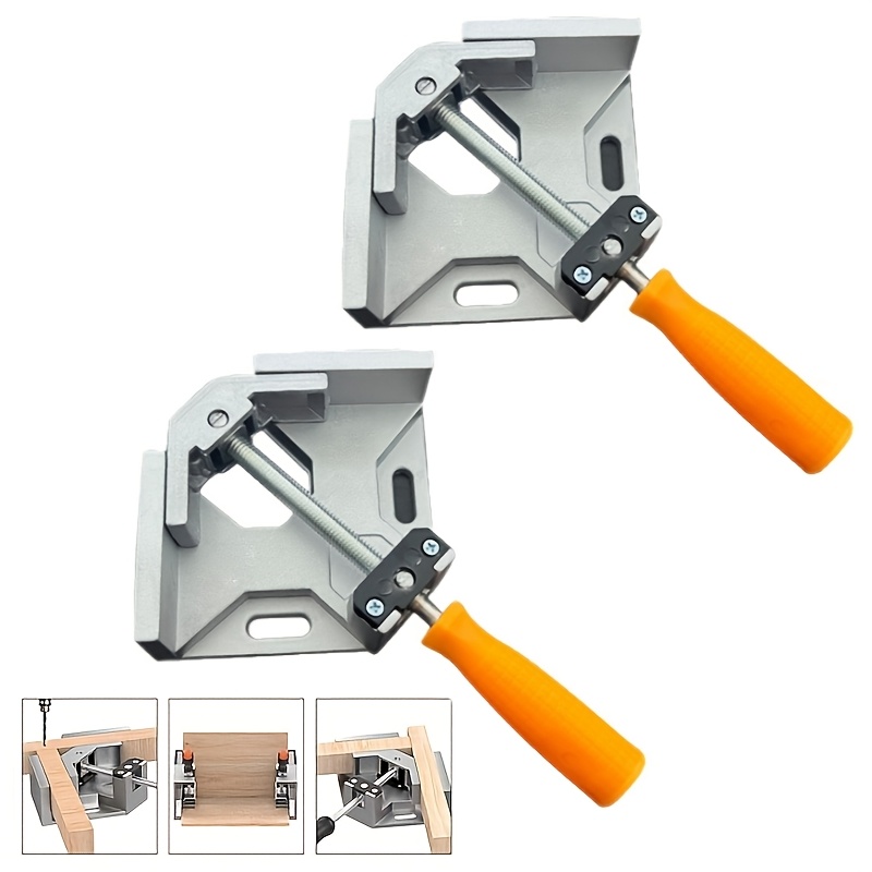 Image of Pack Of 2 Angle Clamps 90 Degree, Aluminum Alloy Corner Clamps, With Swing Jaw, Single Handle, Angle Clamp For Woodworking, Engineering