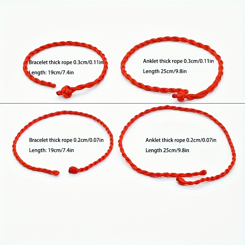 2pcs Handmade Red String Bracelet Anklet Set, Zodiac Lucky Gift