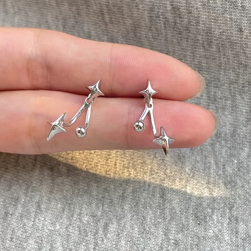 Pair Of Minimalist Four-pointed Earrings Women's 2026 Individual Earrings All-match Premium Ear Jewelry Light Jewelry