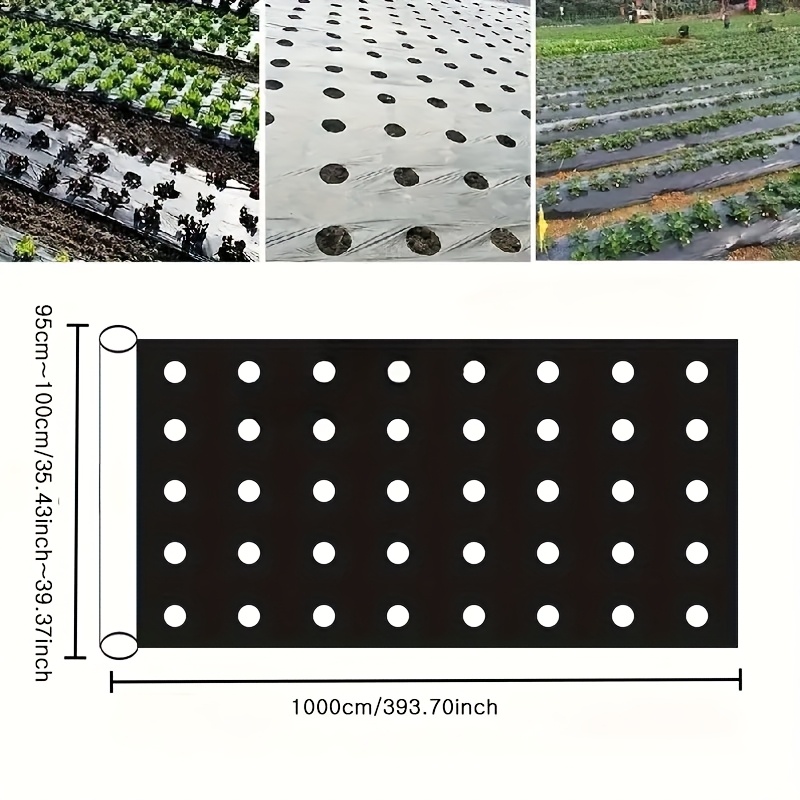 TEMU 1 Rolle Verdickte Unkrautabwehrmatte - 10m x 39,37 Zoll, 3937 Quadratfuß mit Pflanzlöchern und roter Leitlinie, UV-beständige Mulchfolie für