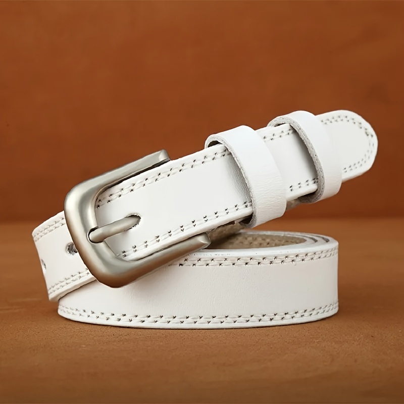 Image of Women Split Leather Belt Fashion High Quality Brand Waistband Pin Brown Solid Color Belt Ladies Dt025