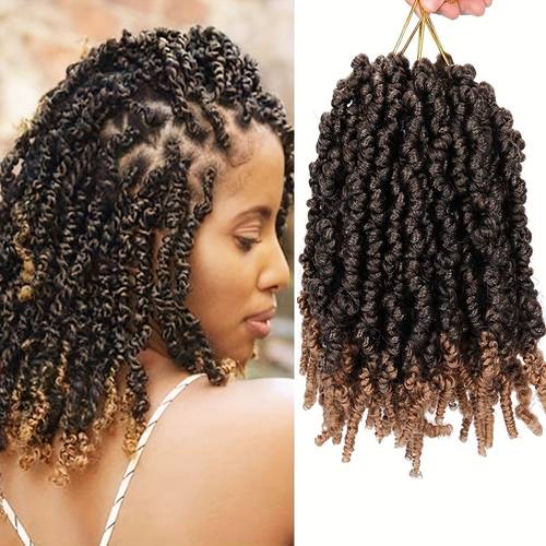 4 packs spring twist crochet hair synthetic pre looped spring twist crochet braids hair extension for women
