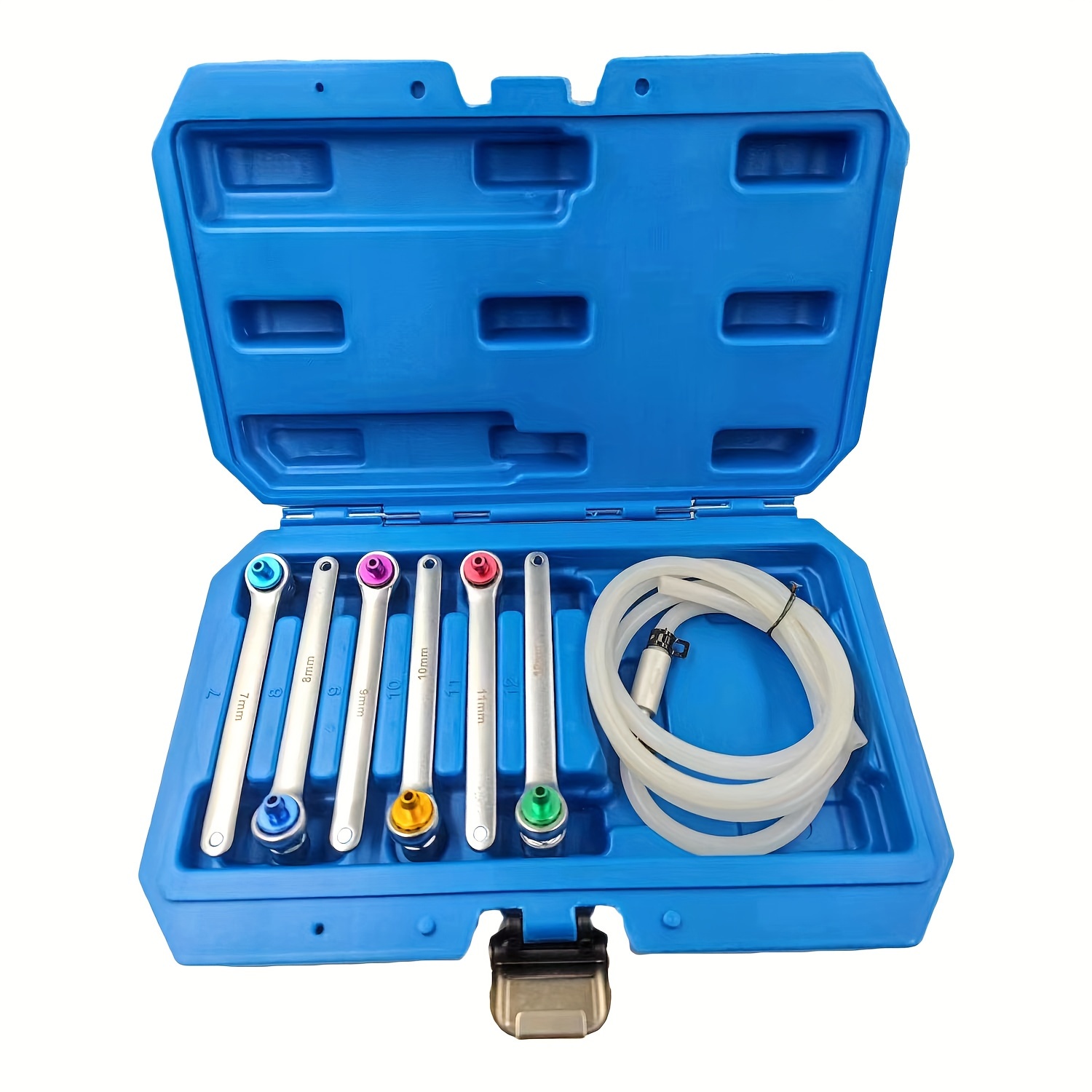 

Brake Bleeder Wrench Set, Clutch Bleeding Tool Kit, 7mm 8mm 9mm 10mm 11mm 12mm 12 Point Wrenches With Adapter Sockets, Oil Drain Hose With Non-return Check Valve