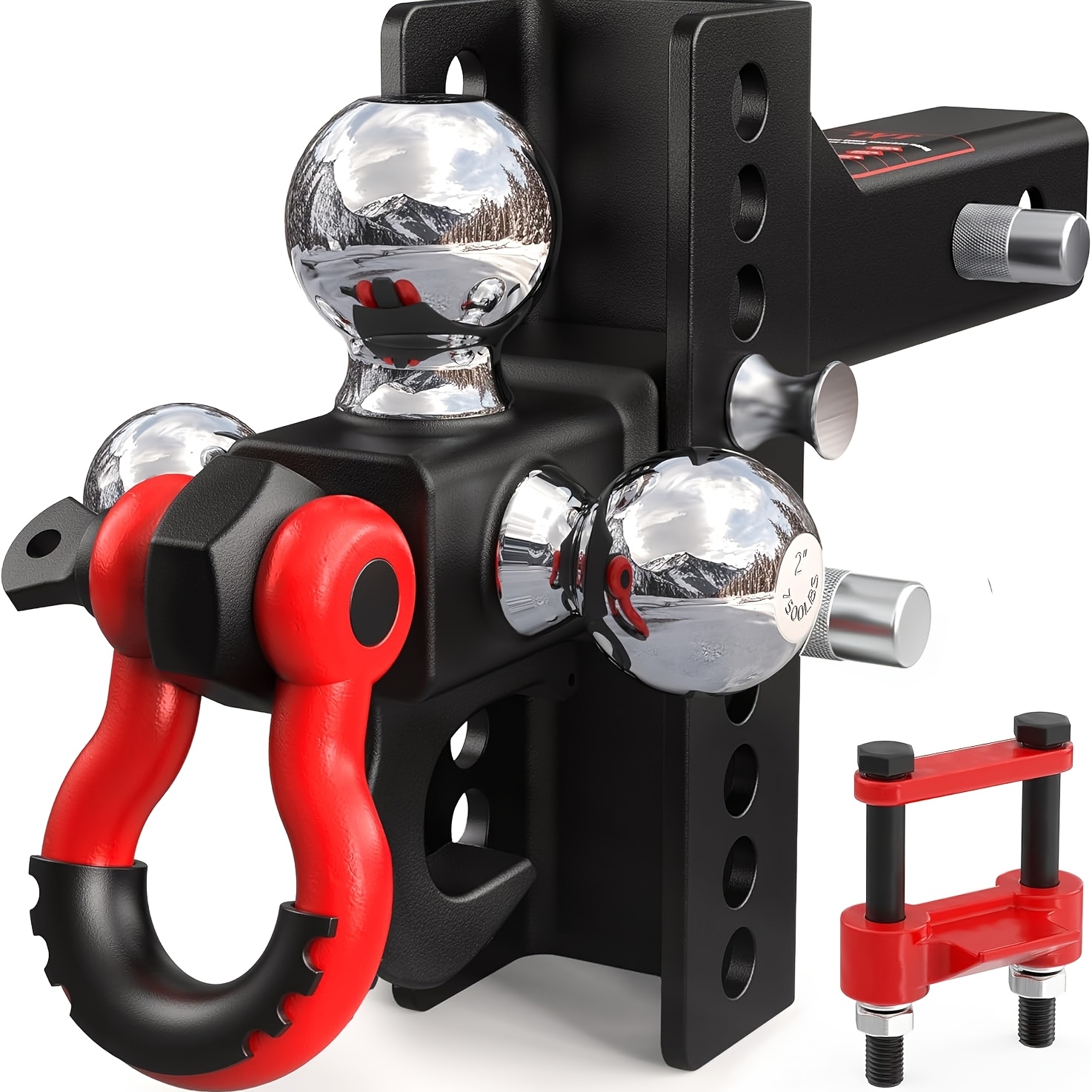 TEMU Tyt Heavy Duty Adjustable Trailer Hitch Mount With Locks&pin&rotatable Tow Shackle, Fits 2-in Receiver, 6-7/8" Rise/drop, 1-7/8" & 2" &2-5/16"