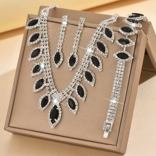 elegant bridal wedding jewelry set heart theme synthetic birthstone minimalist style 1 necklace 1 pair of earrings 1 bracelet party and wedding accessories ramadan gifts suitable for