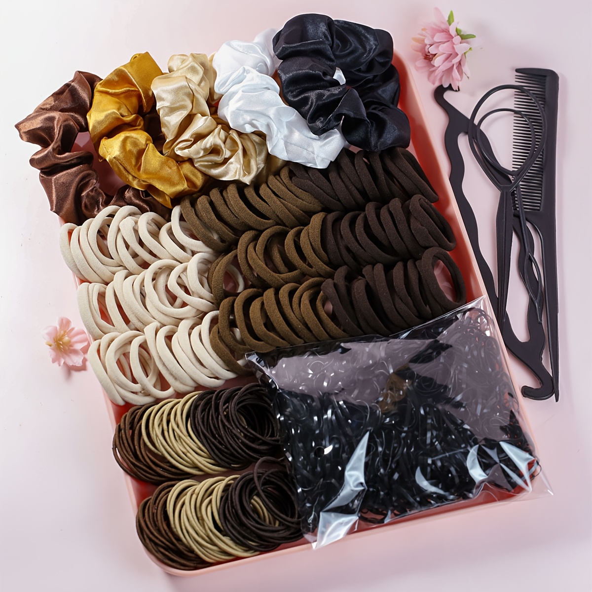 

1209pcs Women's Accessories Set, Assorted , & , , Ponytail , Scrunchies, Disposable , Bun , For Hairstyling