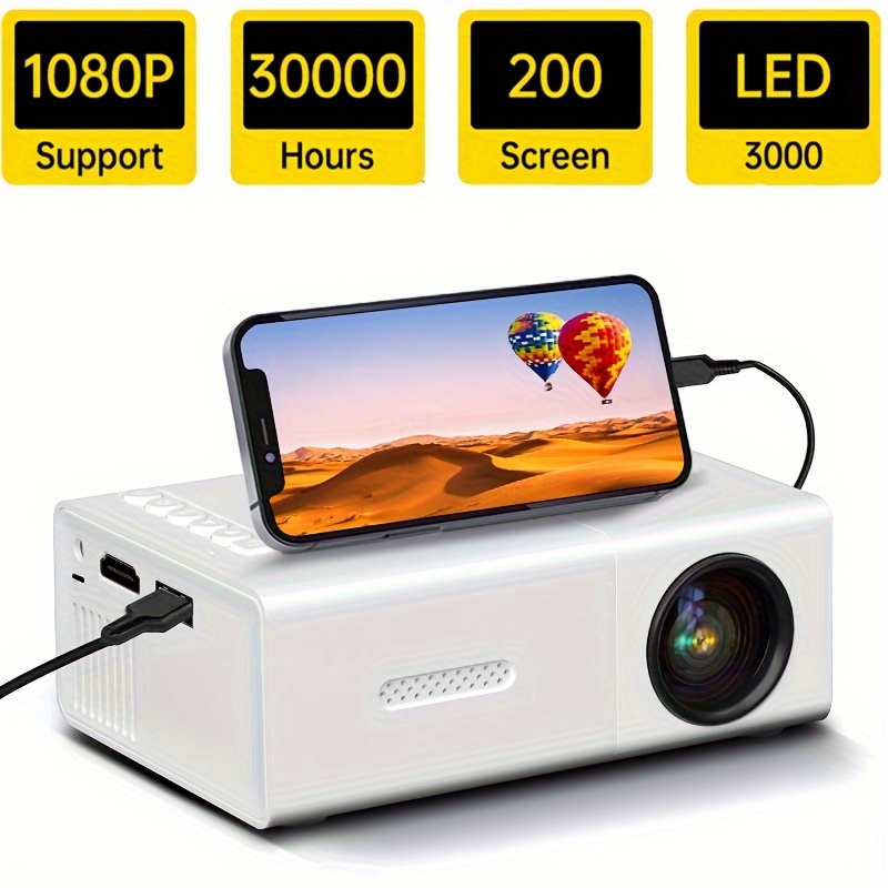 Mini proyector, proyector portátil compatible con 1080P 200 mini