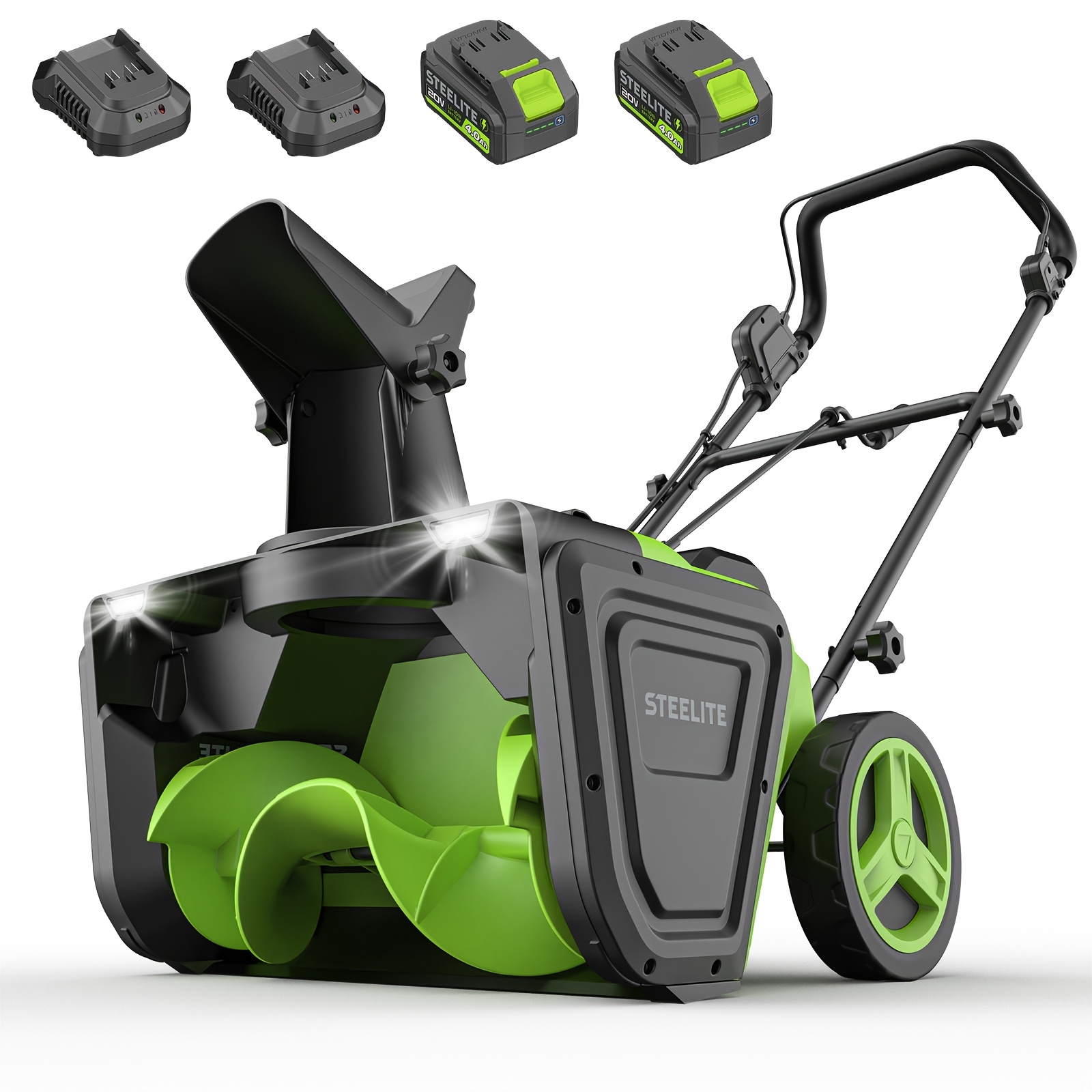 TEMU à neige fil Deli 40V, capacité de déneigement de 20", 850 lb/min, inclut 2 batteries 4,0 Ah et un chargeur, outil pour un déneigement facile