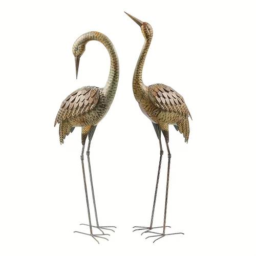 outdoor wrought iron crane garden porch lawn decorative statue