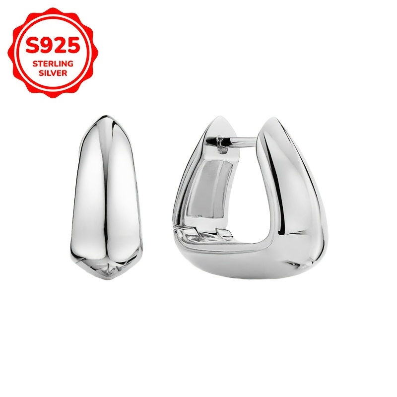 Women's Geometric Three-Dimensional Earrings, 925 Sterling Silver
