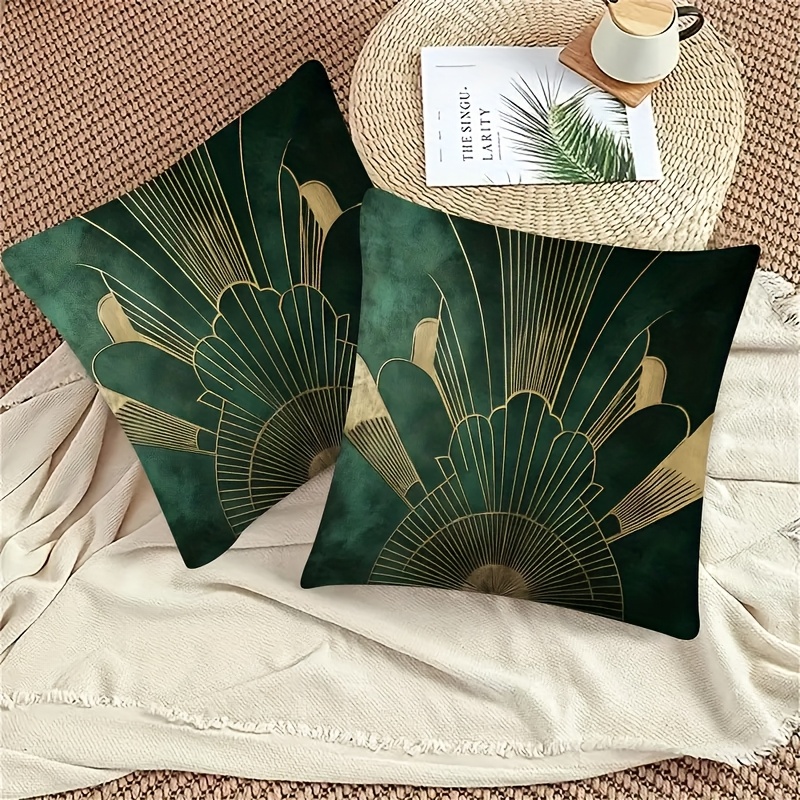 TEMU 2pcs Double-sided Printed Green Pattern Pillowcase, Cushion Backrest Cover, Suitable For Home Bedroom, Living Room Sofa, Corridor, Office,
