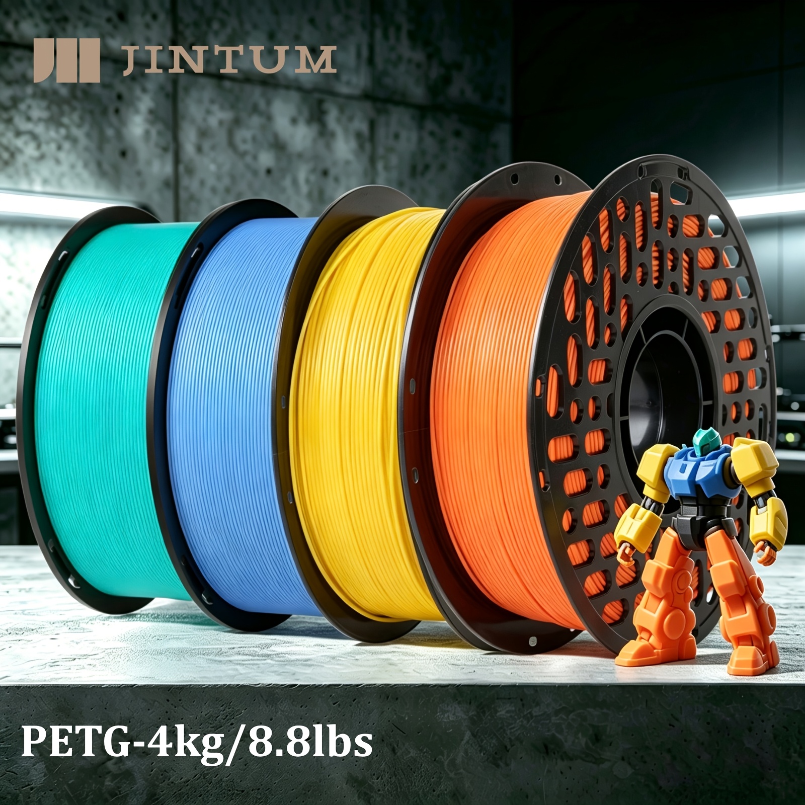 TEMU Filament pour imprimante 3D PETG, lot de 4 (4 kg/8,8 lbs), 1,75 mm +/-0,02 mm, filament d' solide et , , emballé sous vide, alimentation fluide