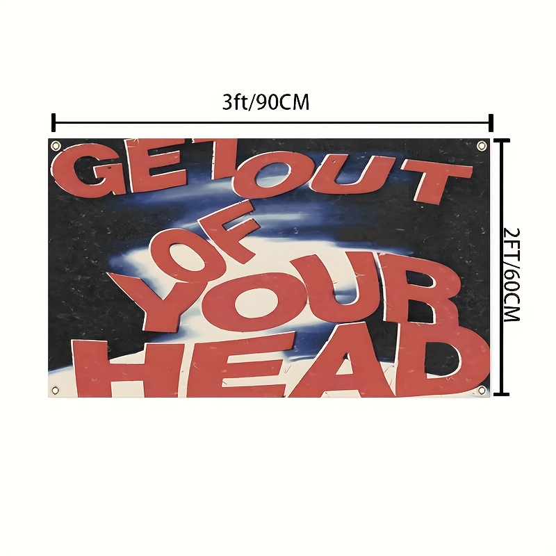 TEMU 1pc Vintage Of Your Head Text Flag 3x5ft 2x3ft, Minimalist Aesthetic Wall Hanging With 4 Corner Grommets And Hanging Rope, Home Decor Gift For