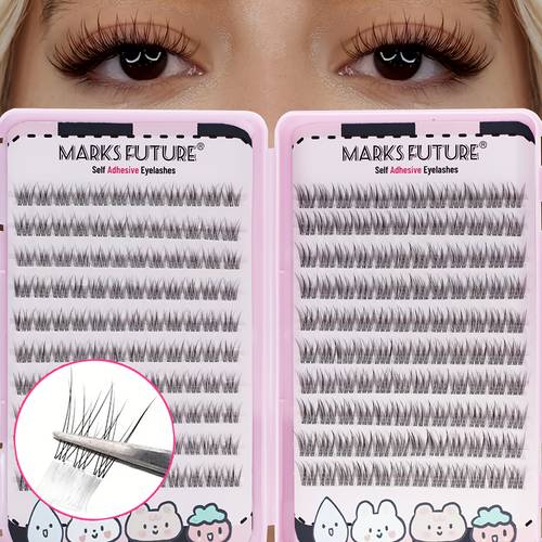 marks press on eyelash clusters 10 12mm natural korean 0 05 thin false eyelash extensions no gel reusable easy for beginners doll eye volume