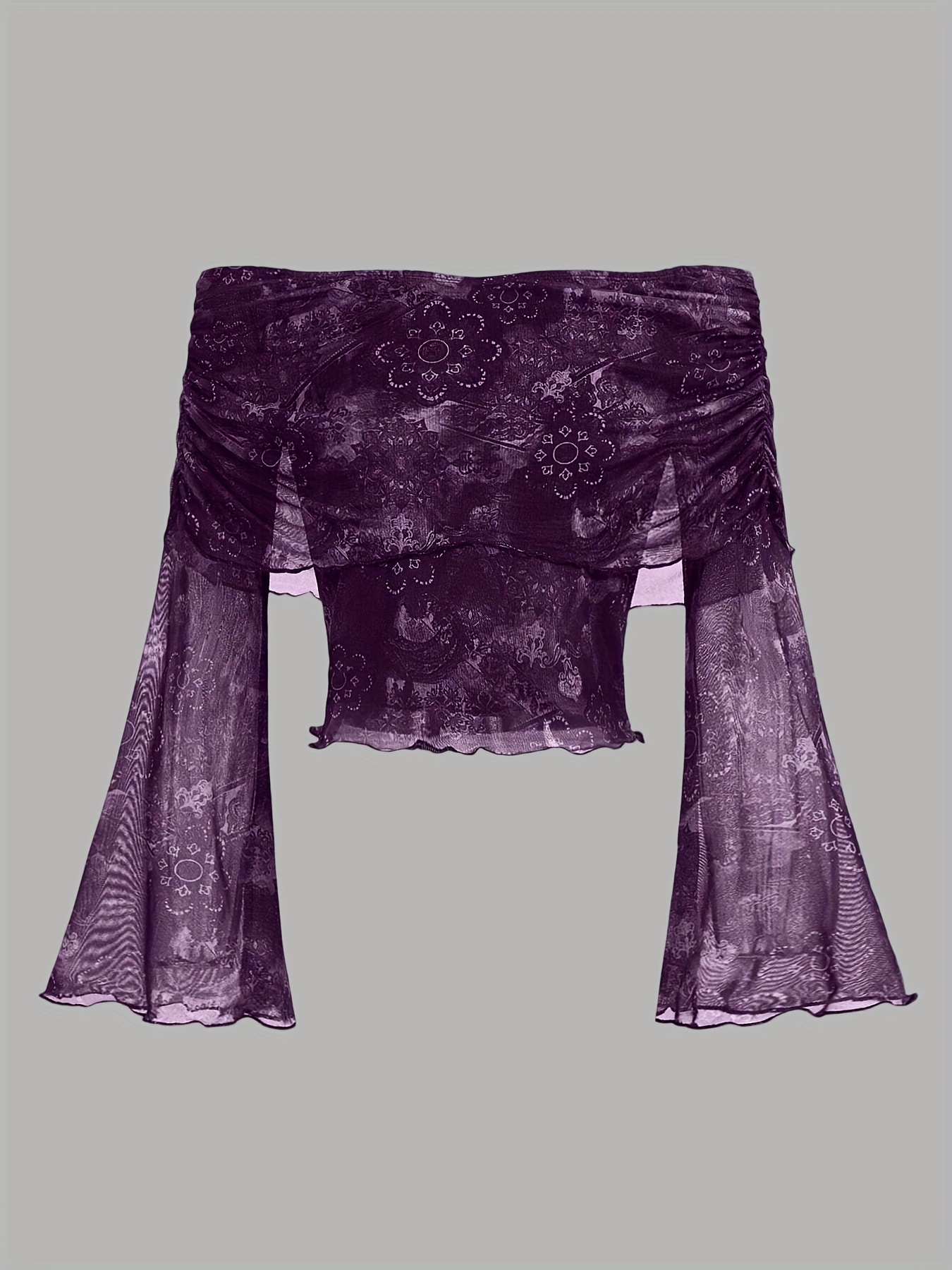 トップス Beaded Flared Sleeve Knit Top - purple Mame Kurogouchi / Beaded Flared Sleeve Knit Top ( BROWN
