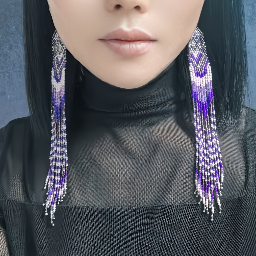 

-chic Handcrafted Beaded Tassel Earrings - Gothic Style, Glass Accents, Parties & Festivals - Unique Valentine's Day Or Christmas Gift