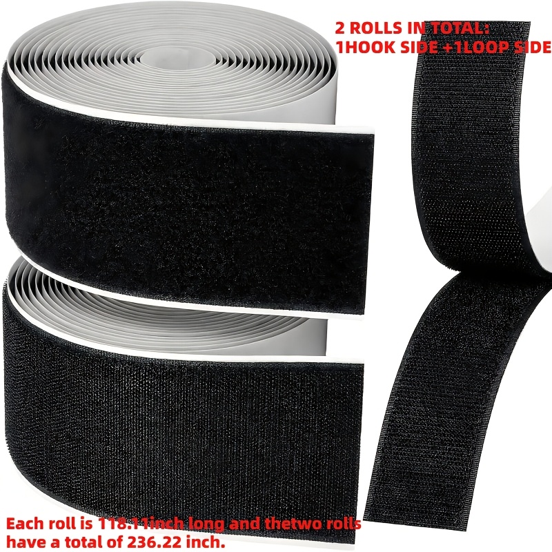 TEMU A Set Of 2 Rolls Of Heavy-duty Nylon Hook And Loop Fastener - Extra Wide 1.97inch*236.22 Inches, Strong Adhesive Backing, Non-slip Sofa Cushion