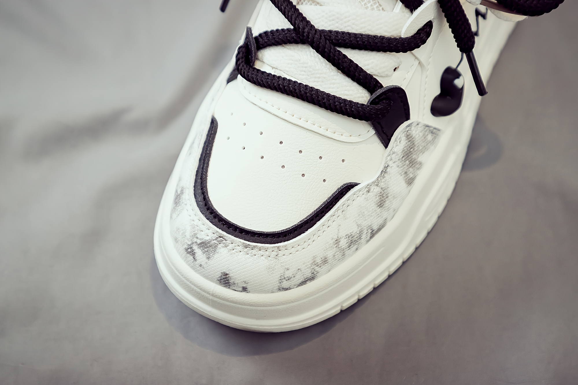 Women's White Platform Sneakers - Chunky Platform Shoes with Upper & PVC Sole, Lace-Up Mid-Top Casual Athletic Wear Suitable for Spring/Autumn, - Comfortable Footwear, Women Shoes