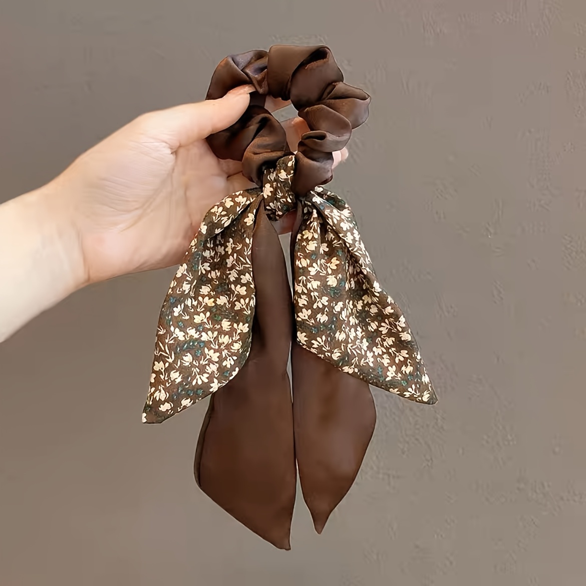 TEMU 1pc Spring And Summer Double Layer Floral Hair Tie Korean High-end Ribbon Ponytail Hair Additions For Women