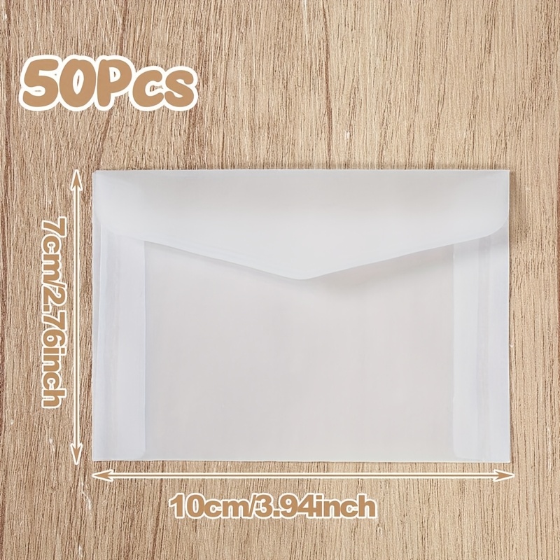 Image of 50pcs,transparent Paper Card Envelope,diy Craft Invitation Envelope,wedding Bridal Party Decor,event Party Table Decoration,card Mailing Envelope,party Gifts,birthday Party Supplies