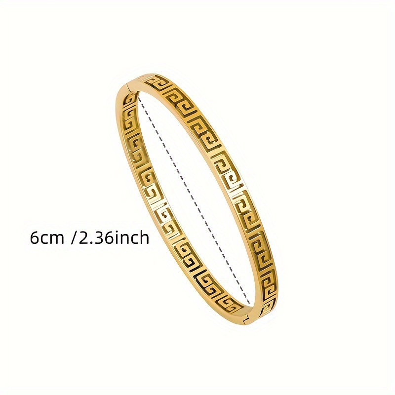 chic stainless steel bangle with hollow design retro style for gift for valentines day details 3