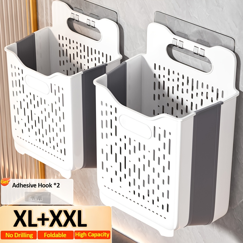 Joybos Wall Mounted Laundry Basket, Foldable Large Capacity Clothes Hamper, No Drill Storage Bin For Bathroom Bedroom, Space Dirty Clothes Organizer With Ventilated Design, Laundry Baskets