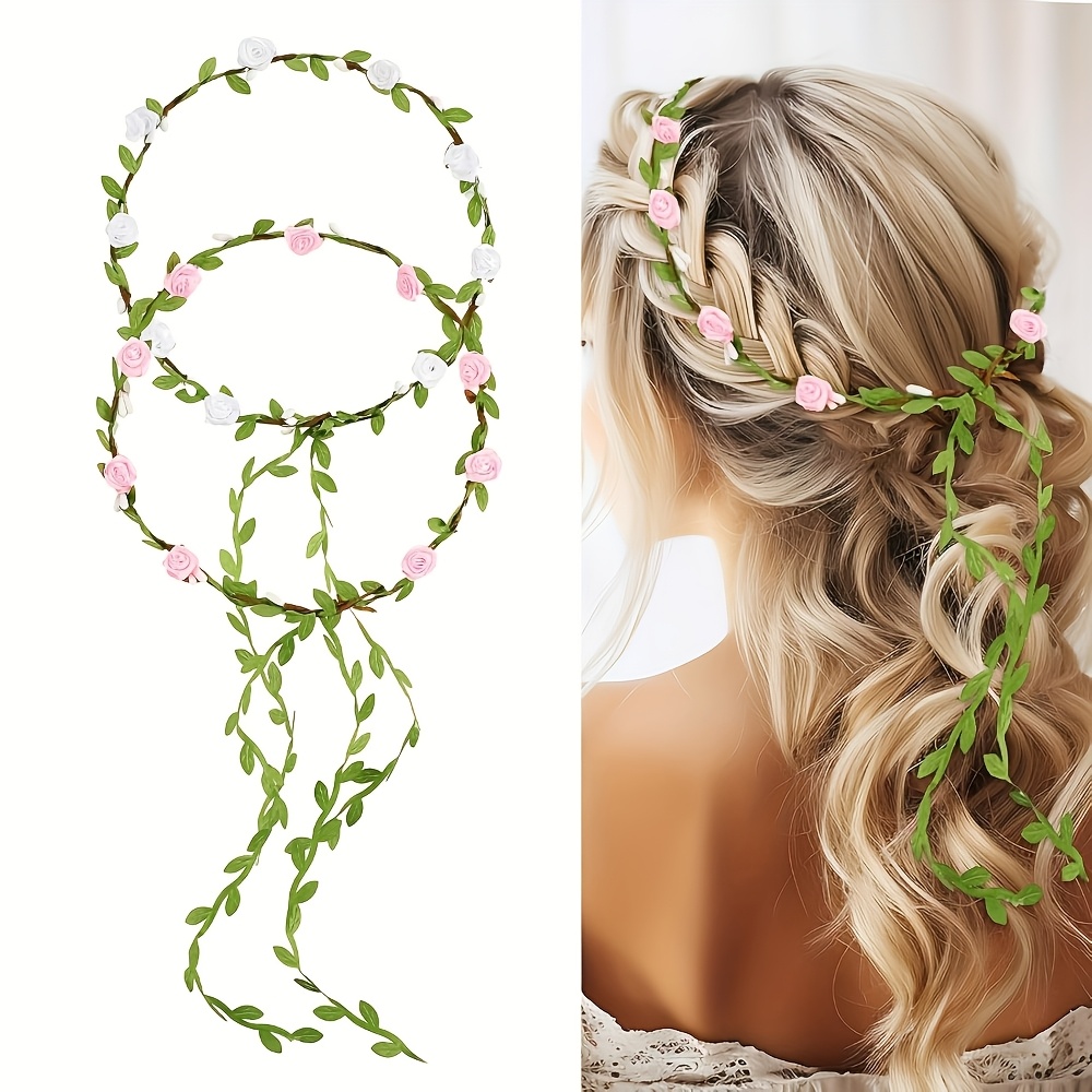 Handmade Rose Leaf Bridal Crown Floral Wedding Headpiece