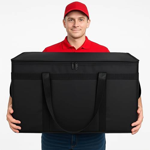 insulated food delivery bag xxxl pizza delivery bag suitable for hot and cold food commercial use large capacity reusable thermal bag ride cooling bag party thermal bag black 1pc