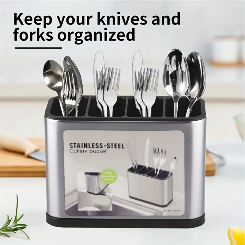 

Stainless-steel Kitchen Utensil Organizer With 5 Compartments - And Keep Your Kitchen Tidy