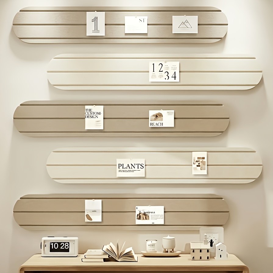 TEMU 5pcs Striped Felt Board Wall Stickers Bedroom Decoration Photo Wall Background Wall, Self-adhesive Felt Wall Panel, No-drill Ugly Concealing