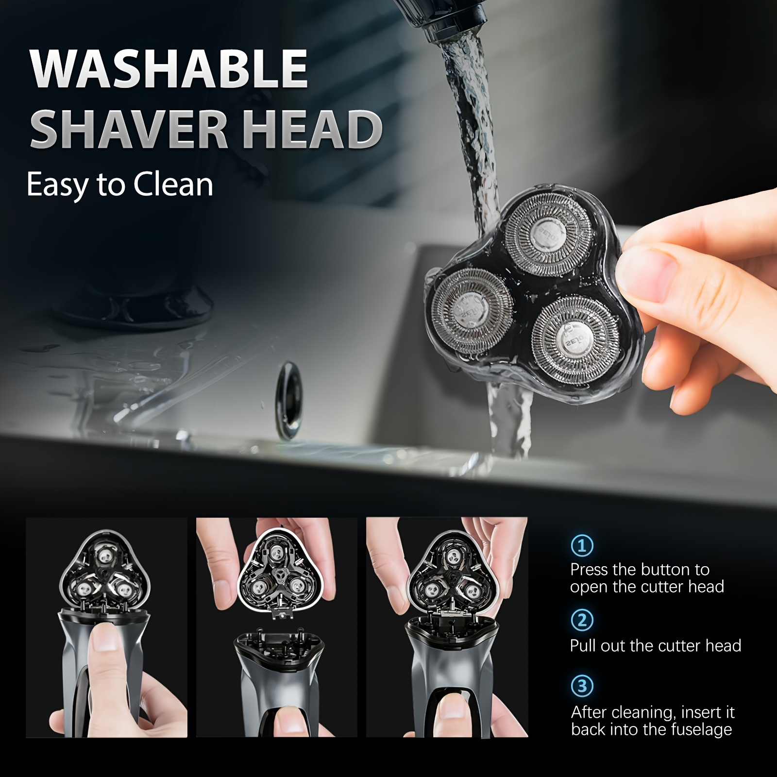 [3D Floating Head] Electric Razor for Men, Electric Face Shaver, Cordless Washable Rechargeable Shaving Machines, Advanced Dry&Wet, Pop-up Trimmer, Fast Charging, Best Gift