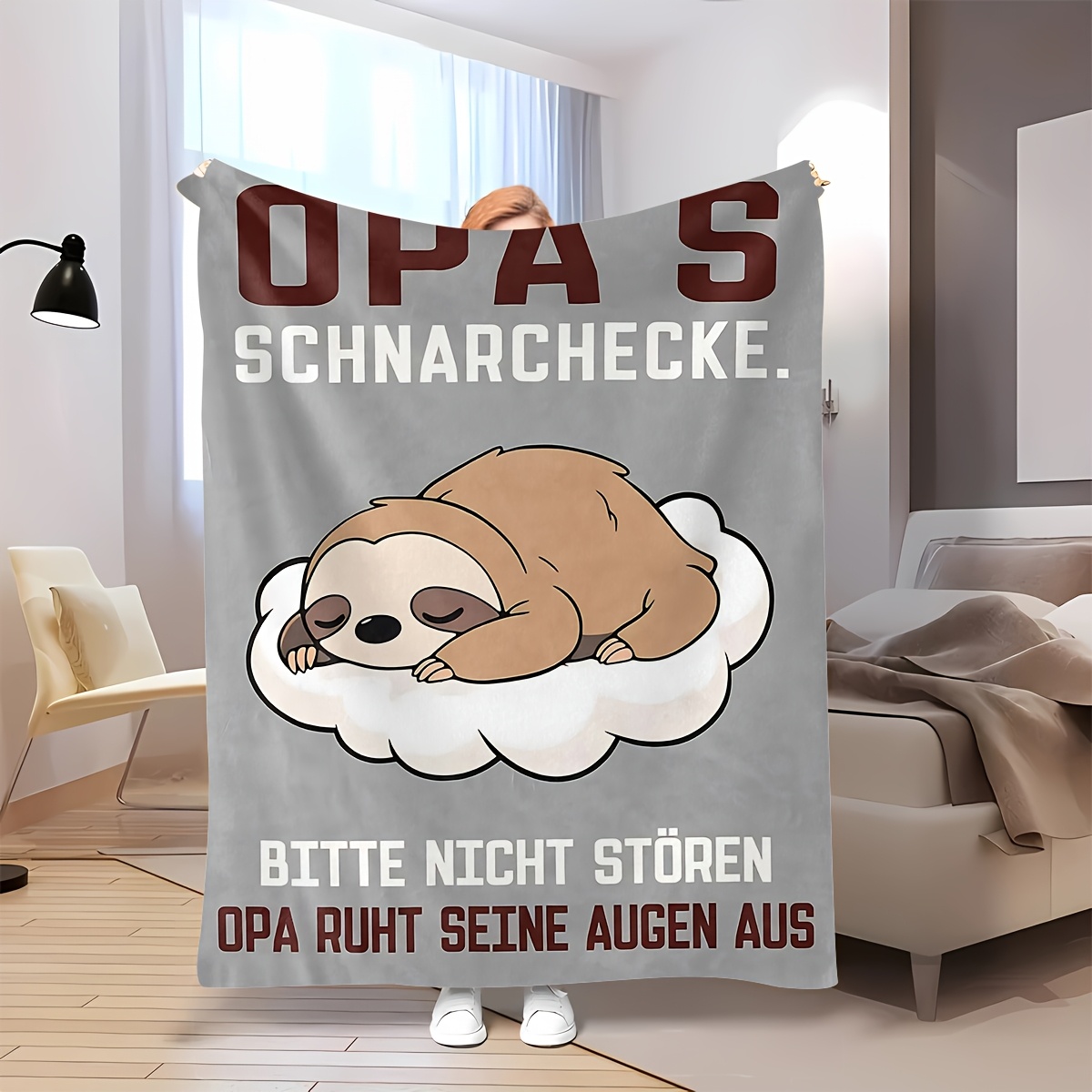 1pc, Sloth Grandpa Snoring Blanket, Suitable For Sofa, Bedroom, Bedside, Camping, Travel. Gift