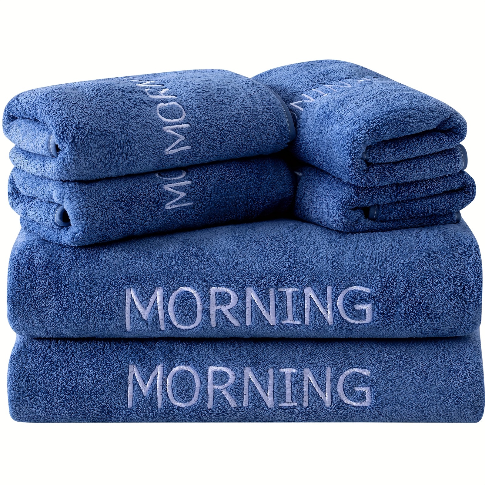 

6pcs Letter Print Microfiber For Bathroom, Lightweight Thin Quick Drying Towels, 2 Bath Towels (27" X 55"), 4 Washcloths (14" X 30"), Extra Absorbent, Fast Drying, For Bath Fitness Sports Yoga Travel