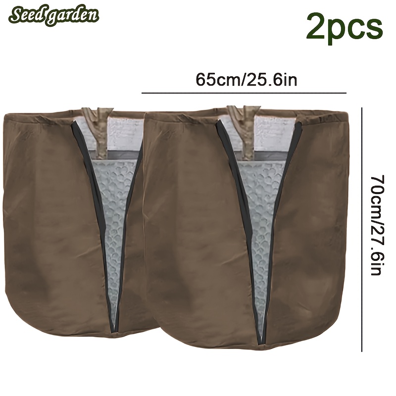 Image of [plant Cover] Plant Protective Cover, Winter Flowerpot Plant Cover With Drawstring And Zipper, Suitable For Outdoor Fruit Trees, Potted Plants, Shrubs In Winter, Flowerpot Protective Bag