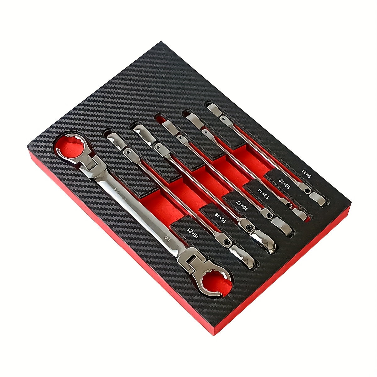TEMU 6pcs Flexible Head Open End Wrench Set, Steel, Metric Sizes 9-21mm Flare Nut Wrenches For Brake And Fuel Line Fittings, Designed For Disassembly