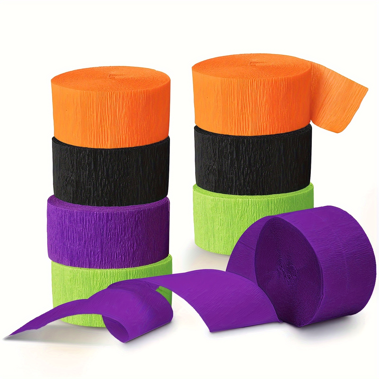 

Halloween Party Supplies: 3-4 Rolls Of Black And Orange Crepe Paper Streamers - 82 Feet Long - Perfect For Haunted House, Themed Parties, Birthdays, And Family Gatherings - No Electricity Required