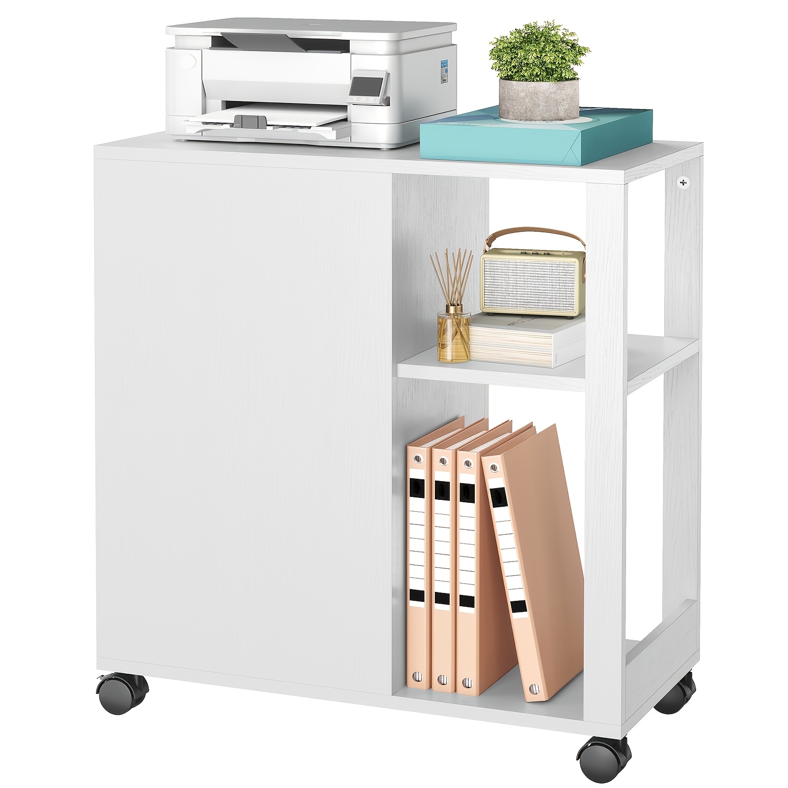 Rolling Filing Cabinet, Movable Filing Cabinet, Office Storage Cabinet With Open Compartments, Used For Storing Documents And Files, Suitable For Bedrooms, Living Rooms, Study Rooms