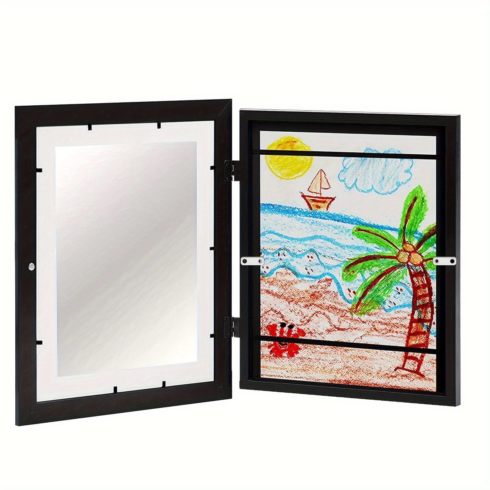 White Wooden Picture Frame Display Stand, Large Artwork Painting Storage Box, Tabletop Photo Frame 33x24cm With Mounting Hardware, For Family Photos Art Projects Home Wall Decor, School Gift Idea