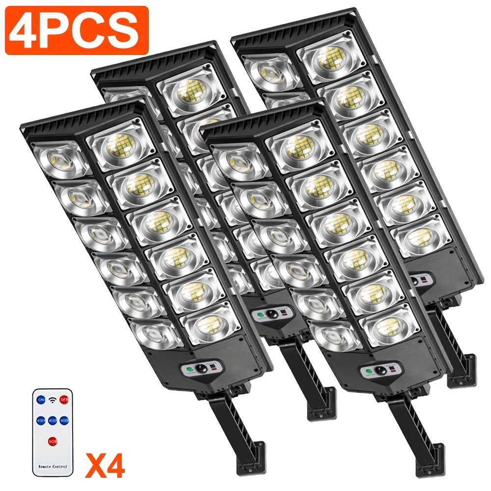 Image of 2/4pcs Solar Street Lights Outdoor, Solar Motion Sensor Lights With Remote, Solar Safety Floodlights, Double Row Solar Courtyard Lights, 3 Lighting , For Commercial Streets, , Garages, Gardens