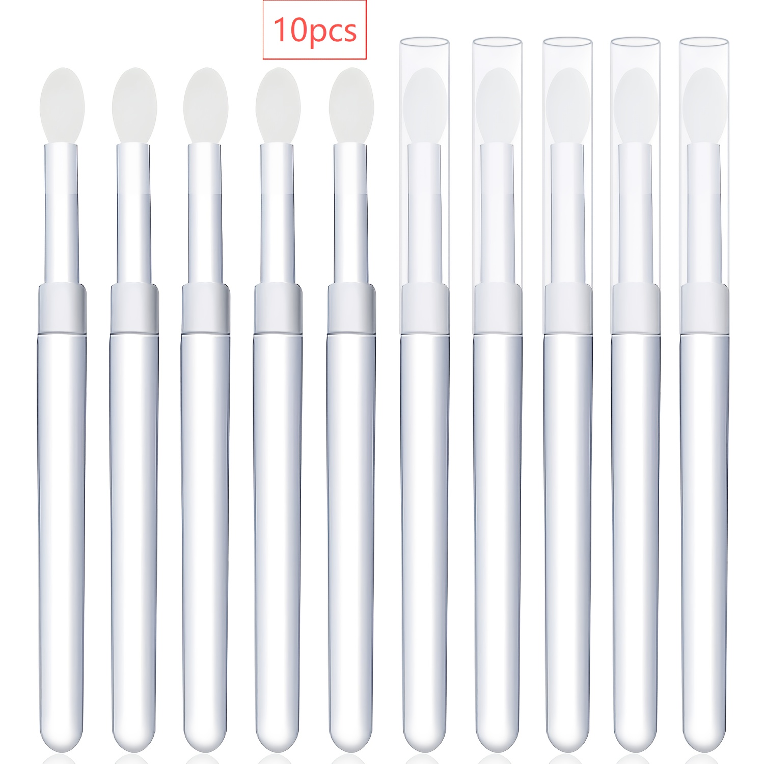 TEMU 10pcs Dxebig Reusable Silicone Nail Art Brushes Suitable For Nail Polish, Eyeshadow, Lipstick & Glitter Powder - Multi- Blending Brushes With