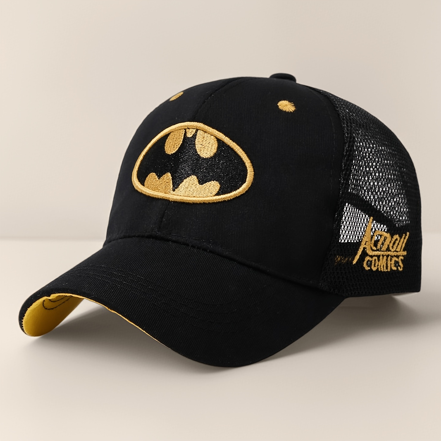 TEMU Batman Embroidered Pattern, New Stylish Unisex Hat, Breathable Mesh Fabric, Men's And Women's Sports And Leisure Cap