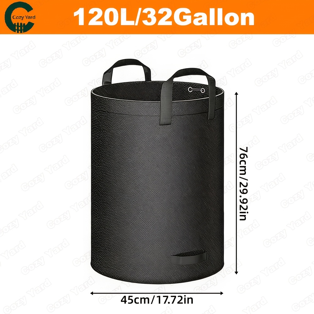 TEMU 1pc Garden Trash Bags (black), Large Capacity (300l/120l//60l), Industrial Fabric Yard Waste Bags For Lawn, Leaves, Branches, Grass, Lawn Care,
