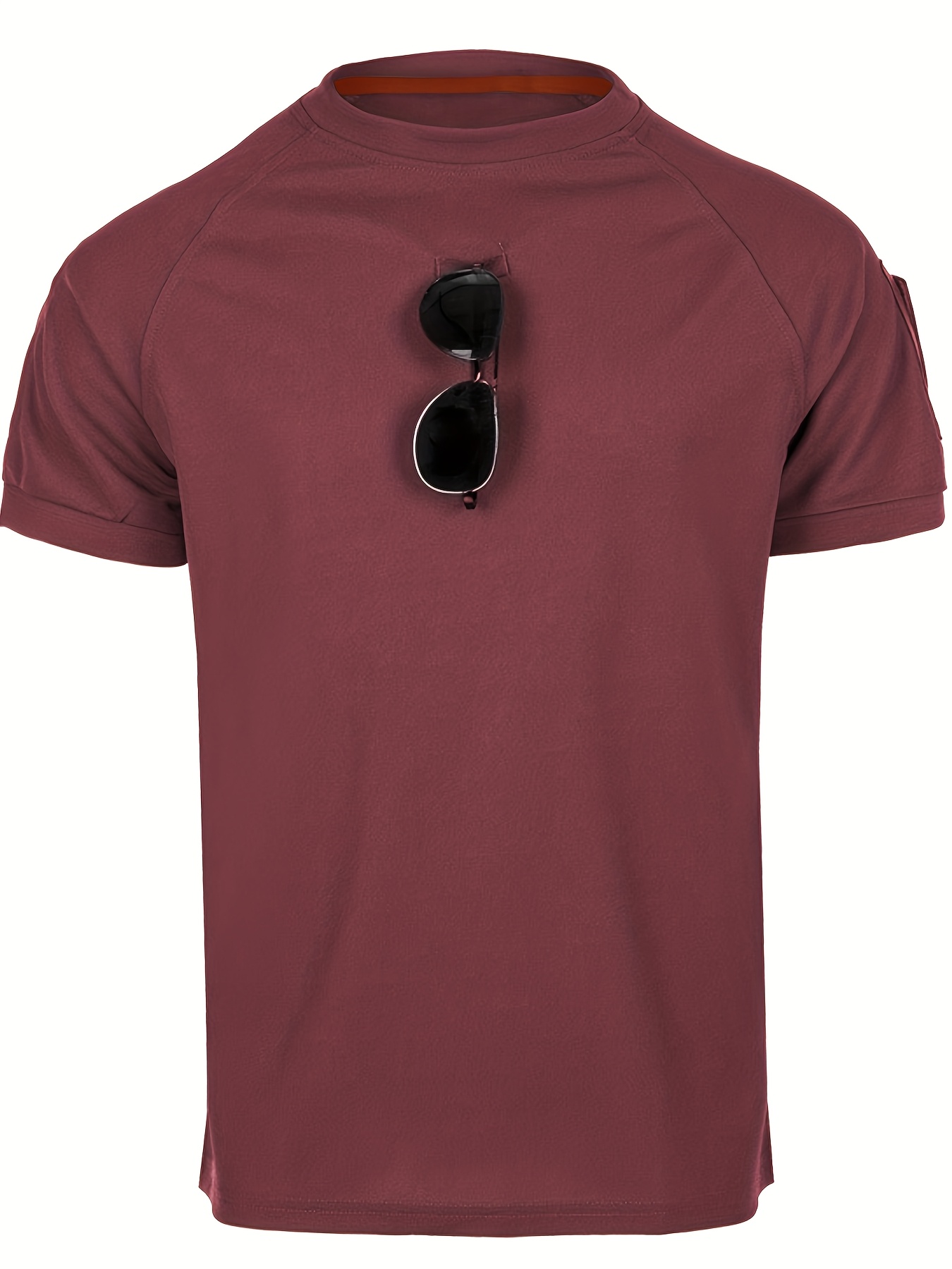 mens quick dry breathable short sleeve t shirt lightweight outdoor summer tee suitable for gym training casual wear solid color round neck spring summer activewear no accessories included