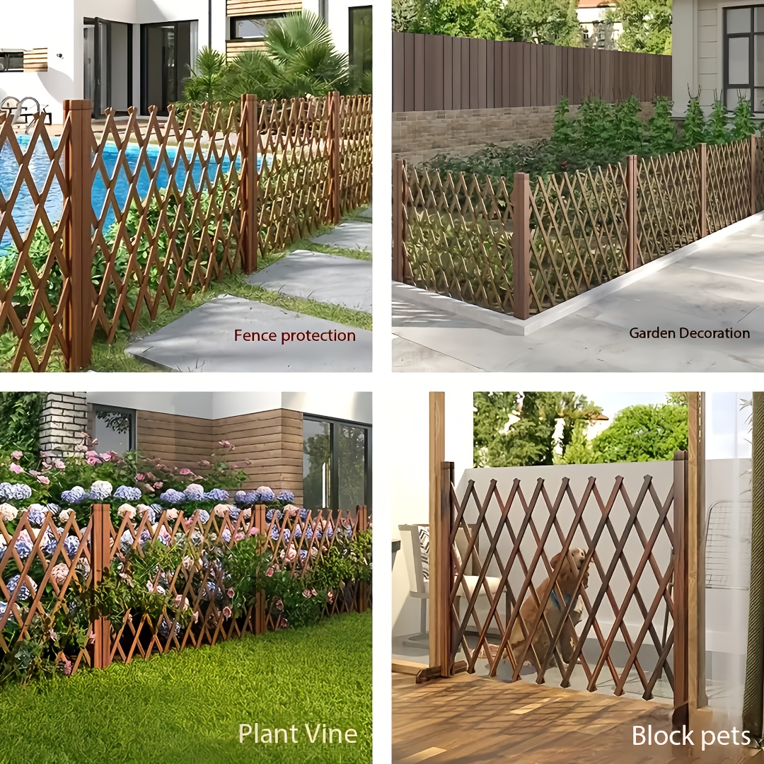1/2pieces Wood Fence Panel Retractable Privacy Screen | Expandable Farmhouse Garden Trellis, Adjustable Height & Width, Sturdy Wood for Yard/Patio/Balcony, Weatherproof, Easy Assembly, Decorative Privacy Barrier, Plant Support, Pet Gate
